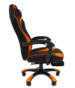 Игровое кресло CHAIRMAN GAME 35 с выдвижной подставкой для ног Ткань черная / Ткань оранжевая в Магадане - предосмотр 2