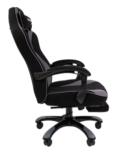 Игровое кресло CHAIRMAN GAME 35 с выдвижной подставкой для ног Ткань черная / Ткань св.серая в Магадане - предосмотр 2