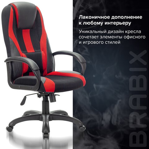Компьютерное кресло Brabix Premium Rapid GM-102 (экокожа/ткань, черное/красное) 532107 в Магадане - изображение 8