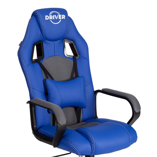 Компьютерное кресло DRIVER (22) кож/зам/ткань, синий/серый, 36-39/TW-12 арт.21153 в Магадане - изображение 12
