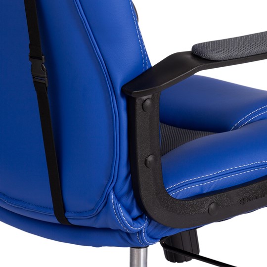 Компьютерное кресло DRIVER (22) кож/зам/ткань, синий/серый, 36-39/TW-12 арт.21153 в Магадане - изображение 14