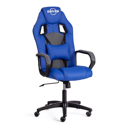 Компьютерное кресло DRIVER (22) кож/зам/ткань, синий/серый, 36-39/TW-12 арт.21153 в Магадане - изображение