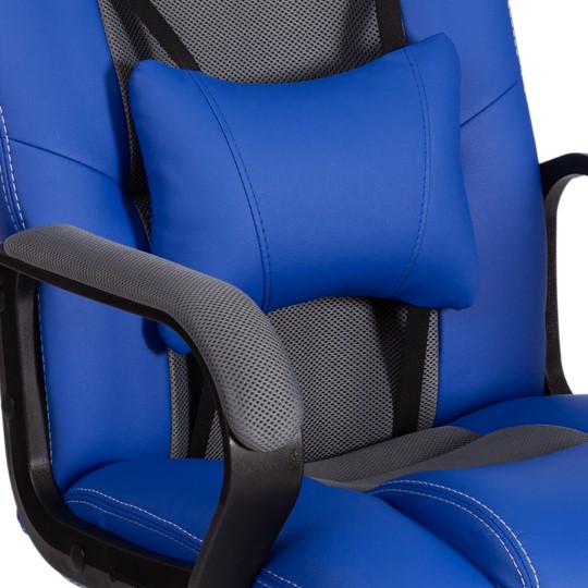 Компьютерное кресло DRIVER (22) кож/зам/ткань, синий/серый, 36-39/TW-12 арт.21153 в Магадане - изображение 9