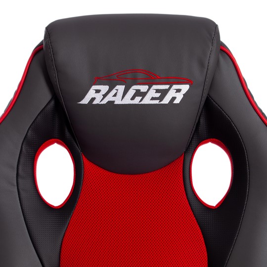Кресло компьютерное RACER GT new кож/зам/ткань, металлик/красный, арт.13249 в Магадане - изображение 8