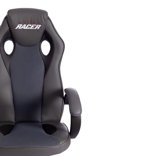Кресло компьютерное RACER GT new кож/зам/ткань, металлик/серый, арт.13251 в Магадане - изображение 5