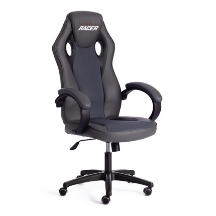 Кресло компьютерное RACER GT new кож/зам/ткань, металлик/серый, арт.13251 в Магадане - изображение