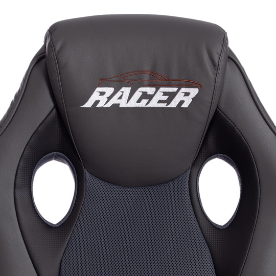 Кресло компьютерное RACER GT new кож/зам/ткань, металлик/серый, арт.13251 в Магадане - изображение 7