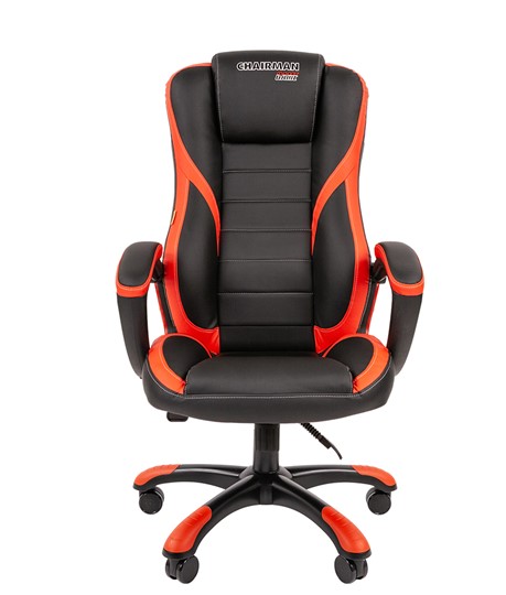 Компьютерное кресло CHAIRMAN GAME 22 эко кожа, черный/красный в Магадане - изображение 4