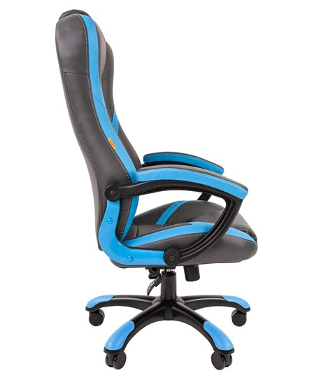 Офисное кресло CHAIRMAN GAME 22 эко кожа, серый/голубой в Магадане - изображение 2