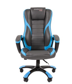 Офисное кресло CHAIRMAN GAME 22 эко кожа, серый/голубой в Магадане - предосмотр 1