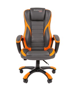 Кресло офисное CHAIRMAN GAME 22 эко кожа, серый/оранжевый в Магадане - предосмотр 3
