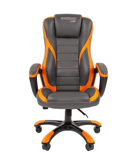 Кресло офисное CHAIRMAN GAME 22 эко кожа, серый/оранжевый в Магадане - изображение 3