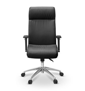 Кресло офисное Dark (подлокотники 3D) натуральная кожа с компаньоном / черная в Магадане