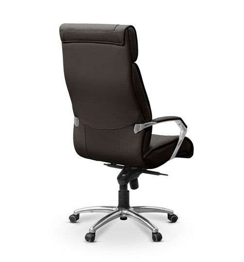 Кресло для руководителя Олимп X (подлокотники хром) натуральная кожа с компаньоном / черная в Магадане - изображение 7
