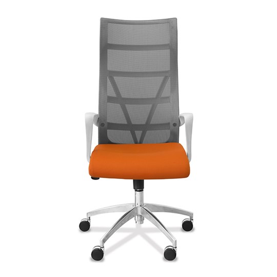 Офисное кресло для руководителя Топ X белый каркас, сетка/ткань TW / серая/оранжевая в Магадане - изображение 1
