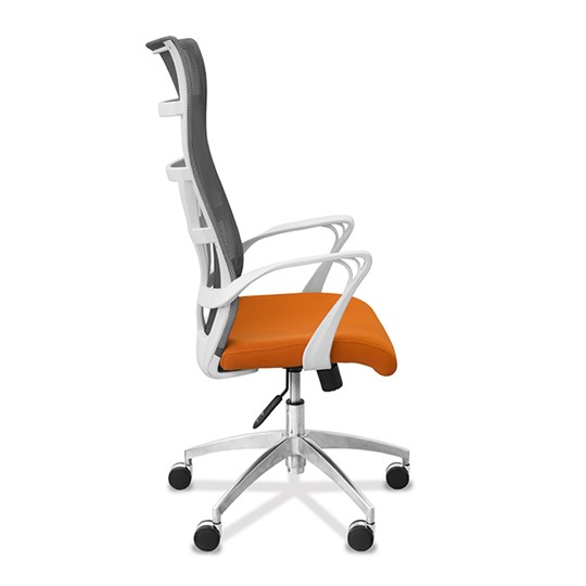 Офисное кресло для руководителя Топ X белый каркас, сетка/ткань TW / серая/оранжевая в Магадане - изображение 7