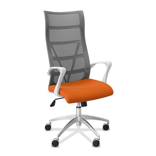 Офисное кресло для руководителя Топ X белый каркас, сетка/ткань TW / серая/оранжевая в Магадане - изображение 9