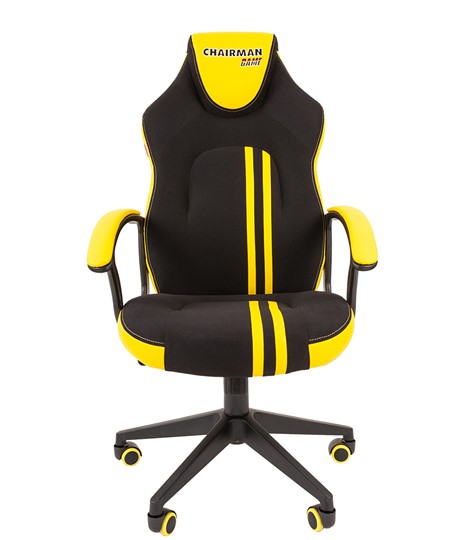 Кресло игровое CHAIRMAN GAME 26  Экокожа - Ткань стандарт. Черный/желтый в Магадане - изображение 2