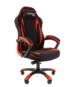 Кресло игровое CHAIRMAN GAME 28 Полиэстер комбинированная ткань красный/черный в Магадане