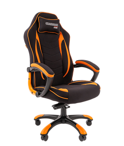 Кресло игровое CHAIRMAN GAME 28 Полиэстер комбинированная ткань оранжевый/черный в Магадане - предосмотр 1