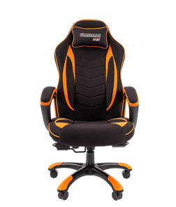Кресло игровое CHAIRMAN GAME 28 Полиэстер комбинированная ткань оранжевый/черный в Магадане - предосмотр 2