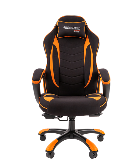 Кресло игровое CHAIRMAN GAME 28 Полиэстер комбинированная ткань оранжевый/черный в Магадане - изображение 2