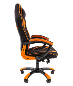 Кресло игровое CHAIRMAN GAME 28 Полиэстер комбинированная ткань оранжевый/черный в Магадане - предосмотр 3
