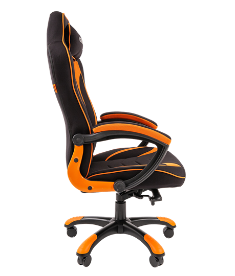 Кресло игровое CHAIRMAN GAME 28 Полиэстер комбинированная ткань оранжевый/черный в Магадане - изображение 3