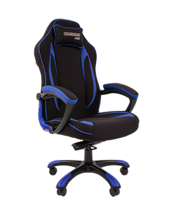 Кресло игровое CHAIRMAN GAME 28 Полиэстер комбинированная ткань синий/черный в Магадане