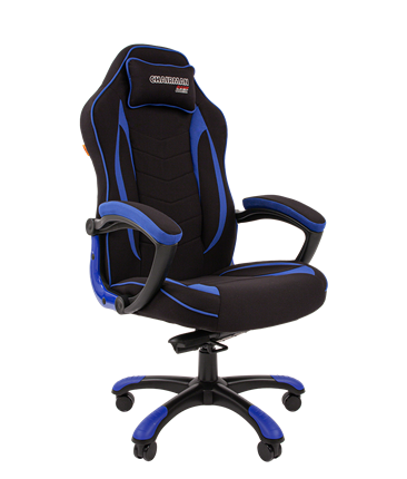 Кресло игровое CHAIRMAN GAME 28 Полиэстер комбинированная ткань синий/черный в Магадане - изображение