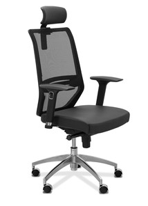 Кресло офисное Aero lux с подголовником, сетка/экокожа / черная/черная CN1114 в Магадане