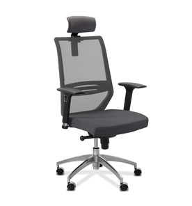 Кресло в офис Aero lux с подголовником, сетка/ткань Сахара / серая/серая в Магадане