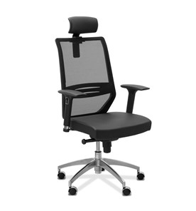 Офисное кресло для руководителя Aero lux с подголовником, сетка/ткань TW / черная/черная в Магадане