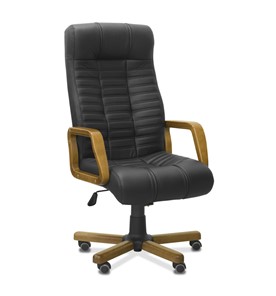 Офисное кресло для руководителя Атлант W, экокожа премиум / черная CN1114/ дерево - орех в Магадане - предосмотр