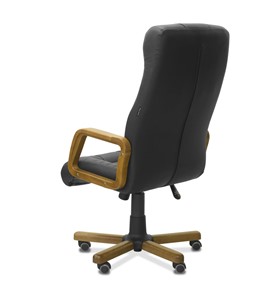 Офисное кресло для руководителя Атлант W, экокожа премиум / черная CN1114/ дерево - орех в Магадане - предосмотр 5