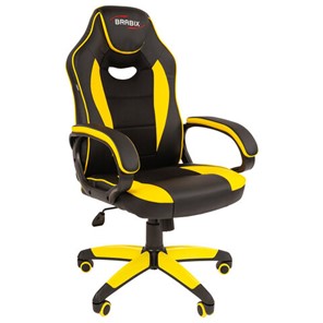 Кресло для приемных и переговорных BRABIX "Blaze GM-162", TW/экокожа, черное/желтое, 532579, 7083507 в Магадане