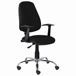 Офисное кресло BRABIX "Comfort MG-322", хром, регулируемая эргономичная спинка, ткань, черное, 532558 в Магадане
