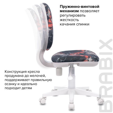 Кресло Brabix Fancy MG-201W (без подлокотников, пластик белый, с рисунком "Graffity") 532415 в Магадане - изображение 9