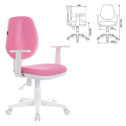 Кресло Brabix Fancy MG-201W (с подлокотниками, пластик белый, розовое) 532409 в Магадане - изображение 3