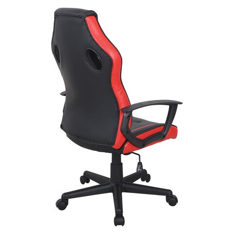 Кресло компьютерное BRABIX "Fighter GM-008", экокожа, черное/красное, 532506 в Магадане - изображение 2