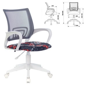 Компьютерное кресло Brabix Fly MG-396W (с подлокотниками, пластик белый, сетка, серое с рисунком "Graffity") 532404 в Магадане - предосмотр 4