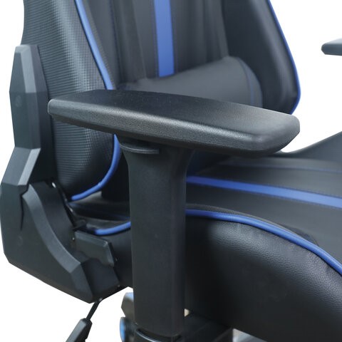 Офисное кресло BRABIX "GT Carbon GM-120", две подушки, экокожа, черное/синее, 531930 в Магадане - изображение 12