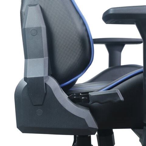 Офисное кресло BRABIX "GT Carbon GM-120", две подушки, экокожа, черное/синее, 531930 в Магадане - изображение 14