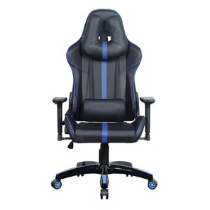Офисное кресло BRABIX "GT Carbon GM-120", две подушки, экокожа, черное/синее, 531930 в Магадане - предосмотр 3