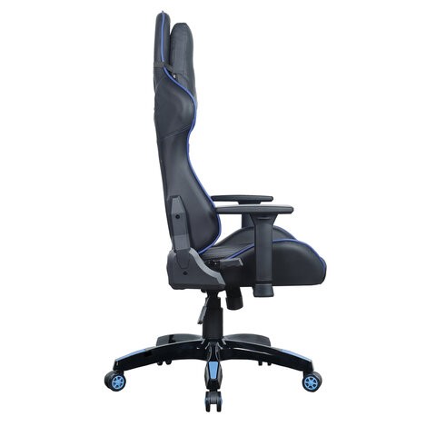 Офисное кресло BRABIX "GT Carbon GM-120", две подушки, экокожа, черное/синее, 531930 в Магадане - изображение 4