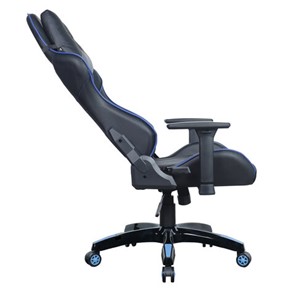 Офисное кресло BRABIX "GT Carbon GM-120", две подушки, экокожа, черное/синее, 531930 в Магадане - предосмотр 7