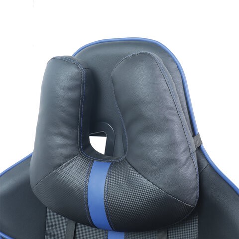Офисное кресло BRABIX "GT Carbon GM-120", две подушки, экокожа, черное/синее, 531930 в Магадане - изображение 8