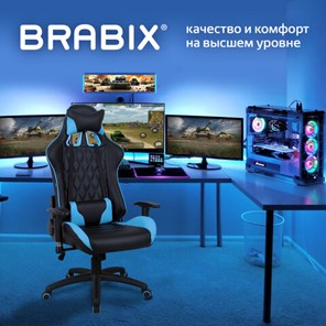 Кресло компьютерное Brabix GT Master GM-110 (две подушки, экокожа, черное/голубое) 531928 в Магадане - предосмотр 14
