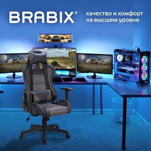 Компьютерное кресло Brabix GT Racer GM-100 (две подушки, ткань, экокожа, черное/коричневое) 531819 в Магадане - предосмотр 7
