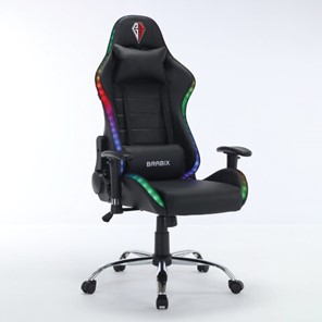 Кресло офисное BRABIX "Lumen GM-150 RGB", подсветка, две подушки, экокожа, черное, 532801 в Магадане